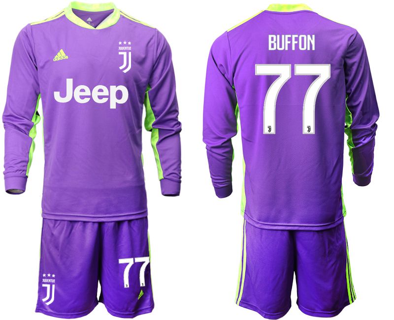 Men 2020-2021 club Juventuspurple long-sleeved Goalkeeper Soccer Jersey #77 Soccer Jerseys->juventus jersey->Soccer Club Jersey